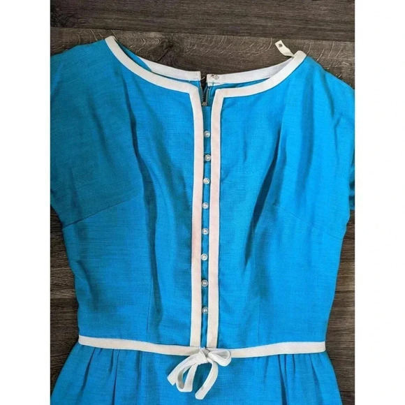 Vintage Helen Whiting 60s Robin's Egg Blue Pencil Career Dress - Picture 5 of 6